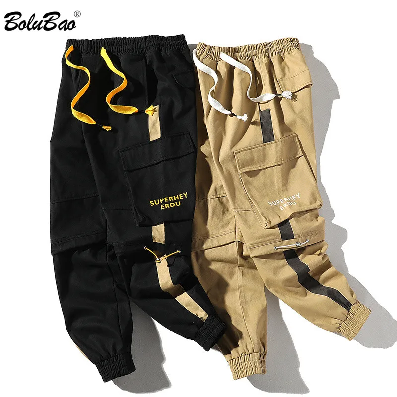 

BOLUBAO Brand Men Cargo Pants 2021 New Male Streetwear Fashion Patchwork Sweatpants Man High Quality Casual Trousers