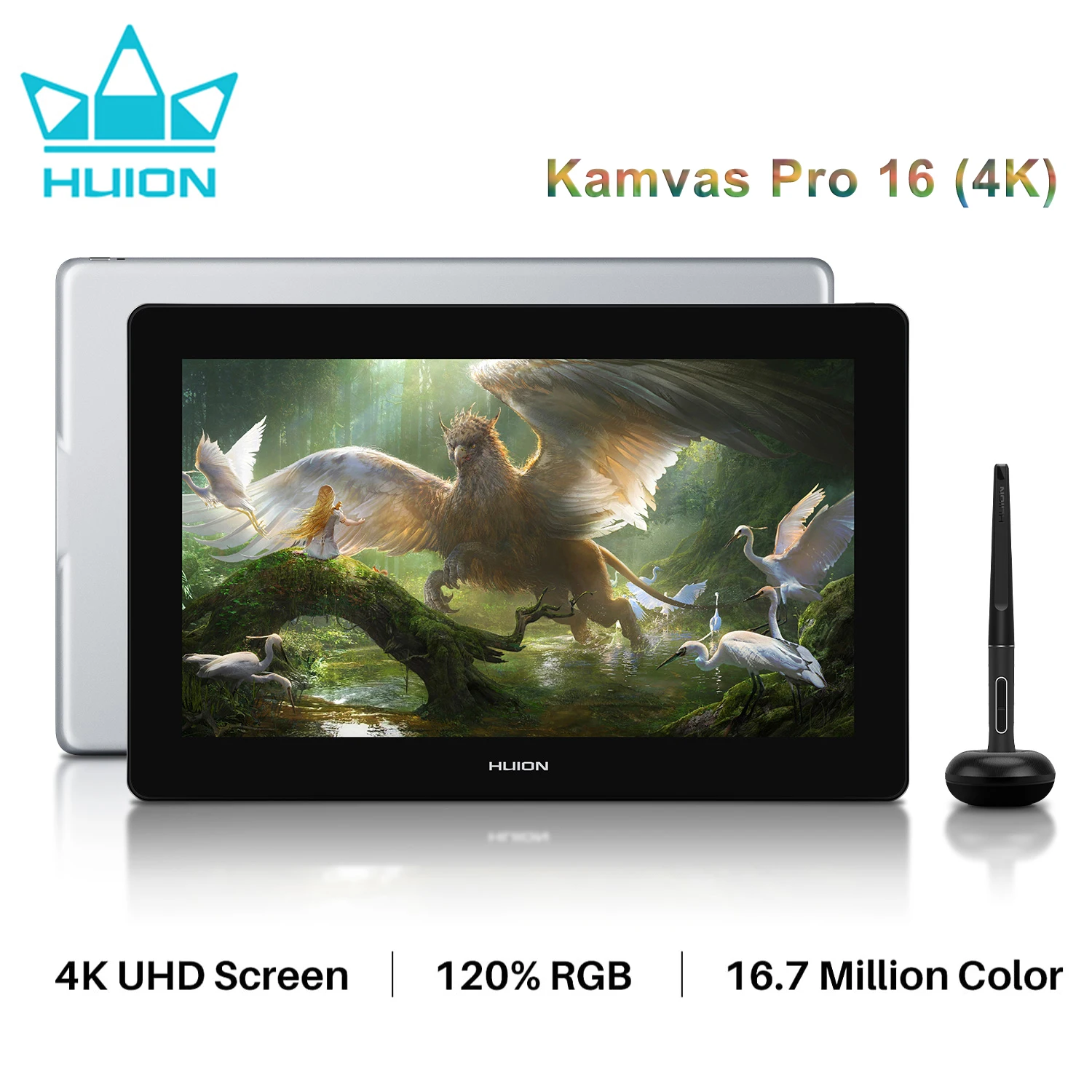Графический планшет HUION Kamvas Pro 16 4K UHD экран 120% дюйма sRGB монитор для рисования с
