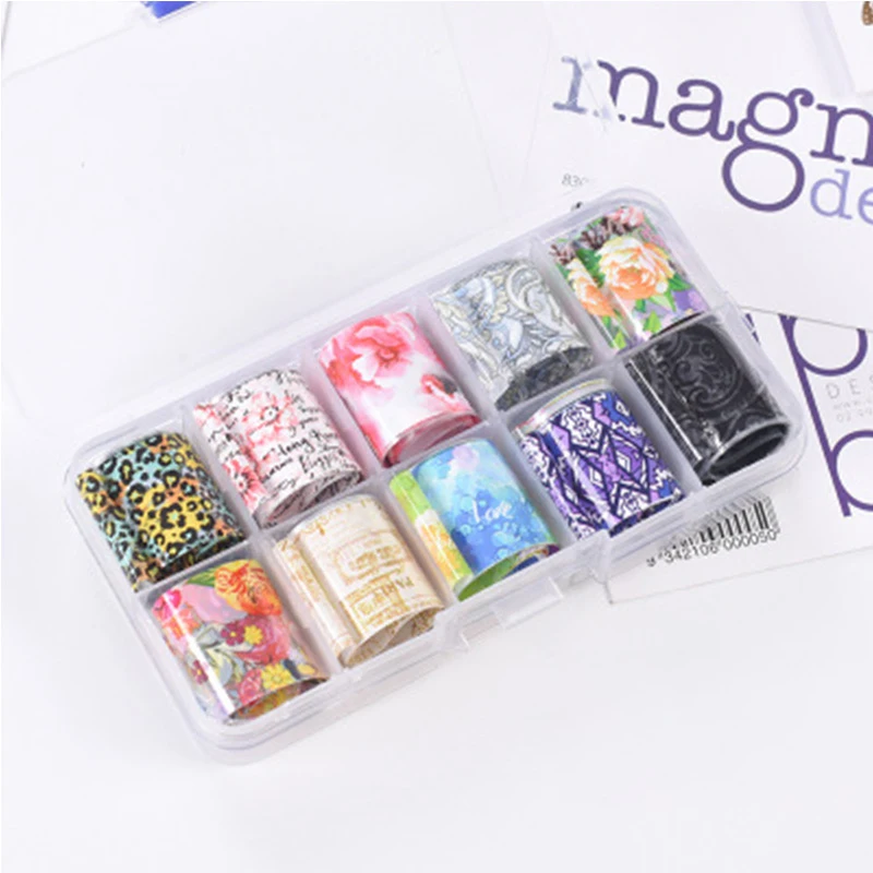 

Nail flower starry sky paper set 10 color box set Nail Art Stickers Nail Art Decoration Accessories