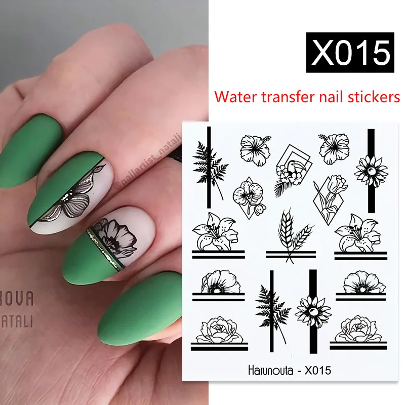 

1pc Nail Art Stickers 3D Self-adhesive Abstract Geometric Animal Leaf Flower Water Transfer Nail Decal Manicure Decorations Tips