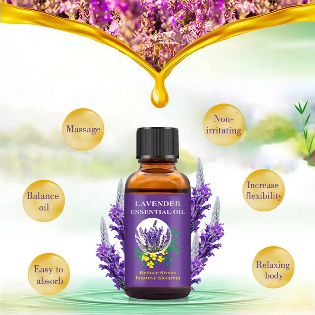 

30ml Lavender Essential Oil Natural Plant Flowers Body Massage Spa Essential Oil For Scrape Therapy Spa Body Relaxation