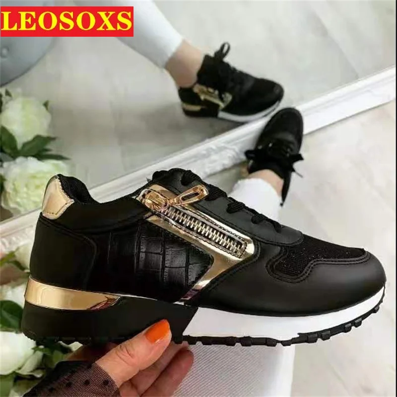 

Ladies Sneaker Autumn New Net Gauze Leather Upper Low Help Outdoor Casual Shoes Sports Running Shoes Soft Soles Walking Shoes