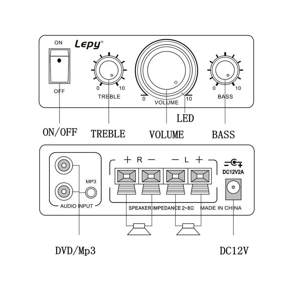 Amplifier Digital Player 2CH HiFi Stereo Audio Car Home For Mobile Phone MP3 MP4 PC Support Volume Control