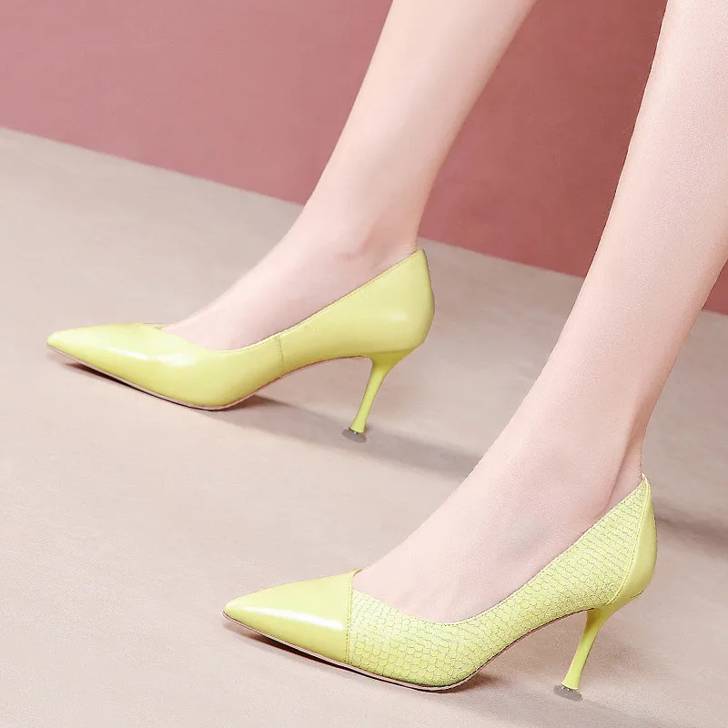 

ASUMER 2020 hot genuine leather thin high heels lady party wedding shoes pointed toe spring summer single shoes women pumps