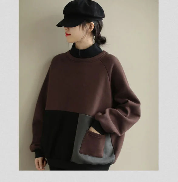 

Brushed Hoody Women's Trendy Winter Korean Style Loose Slimming
