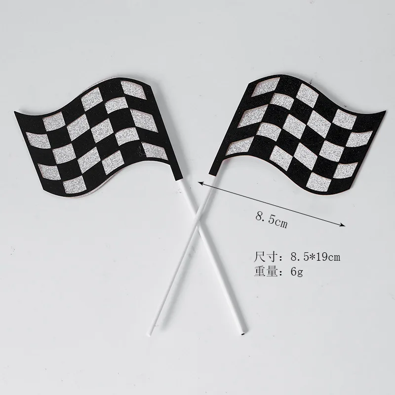 Украшение для торта флаг гоночной машины Happy топперы на день рождения 2 шт. -