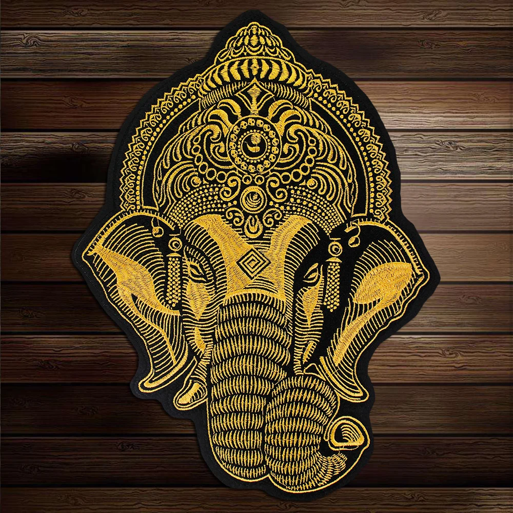 Вышитый Большой Слон Ганеш нашивка на голову одежда наклейки сумка Утюг