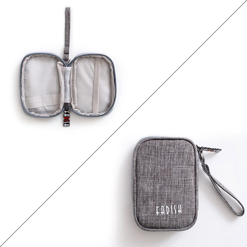 Rectangular grey Портативный USB кабель Органайзер сумка для наушников коробка дорожный Кабельный органайзер Чехол Органайзер проводов для наушников сумка для кабеля мини сумки - Цвет: Rectangular grey