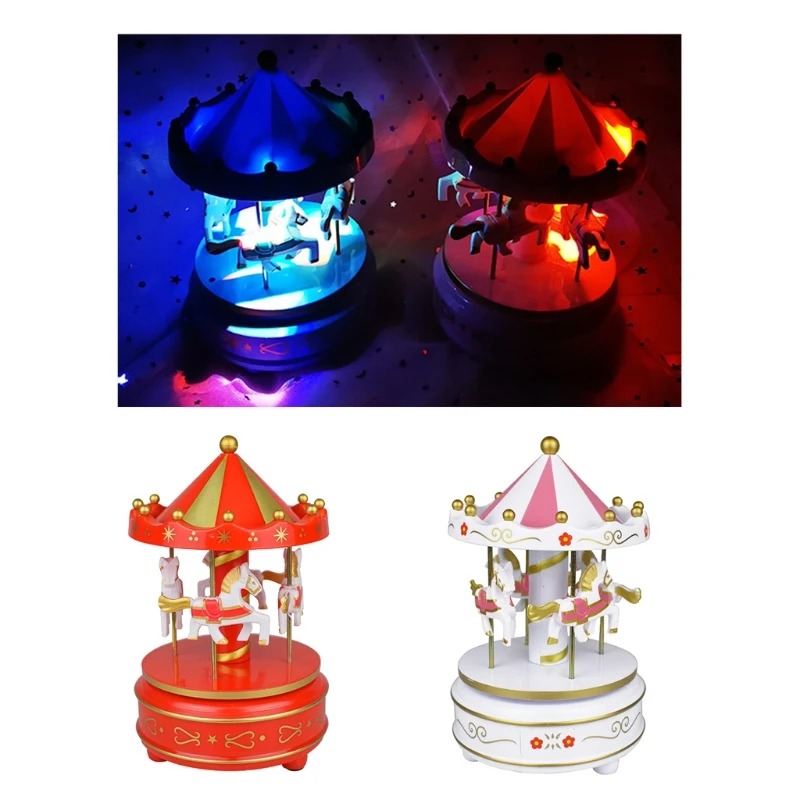 

Whirligig Horse Music Box LED Light Musical Merry-Go-Round Toy Home Decor Gifts