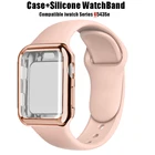 Силиконовый чехол + ремешок для Apple Watch, силиконовый ремешок для умных часов iWatch Series 3, 4, 5, 6, se