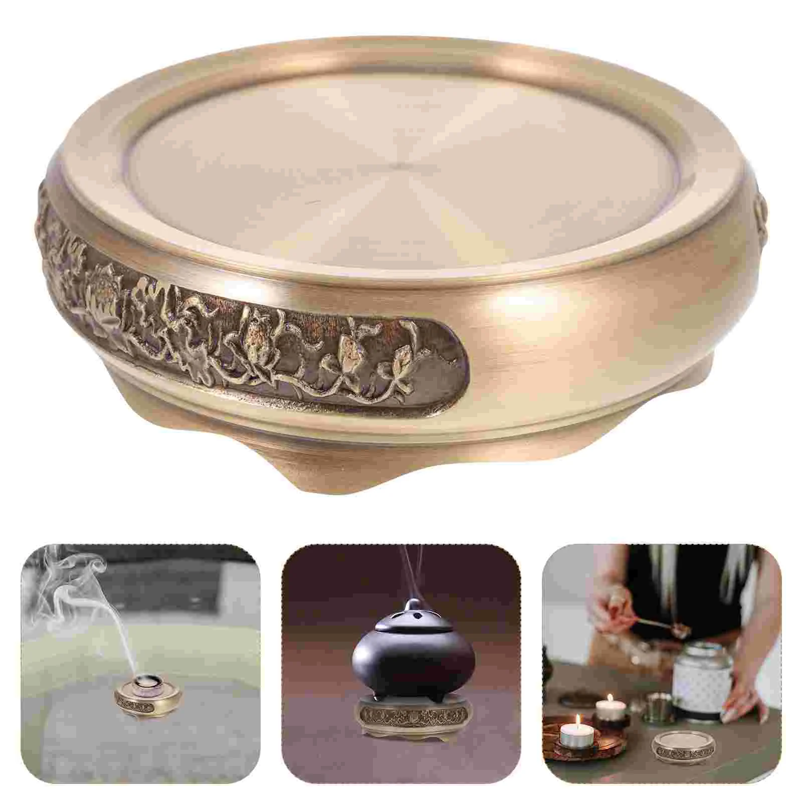 

1Pc Antique Aroma Diffuser Base Creative Incense Burner Round Holder for Decor
