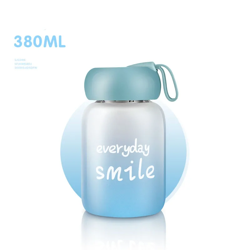 Gradient Blue 380 мл стеклянная бутылка для воды спортивная уличная бутылка для воды с чайным фильтром из нержавеющей стали милые градиентные бутылки бутылка рукав - Цвет: Gradient Blue