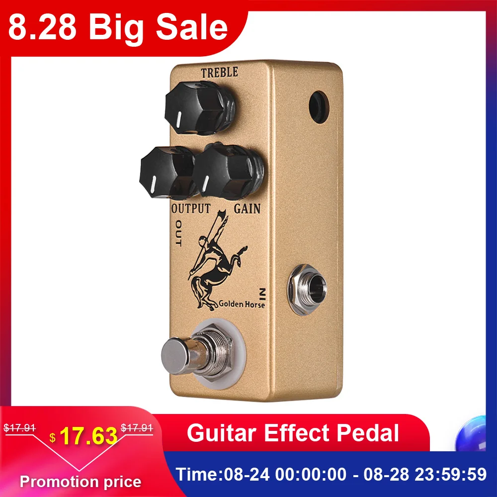 Золотой/Серебряный конь гитарная педаль для звукового эффекта овердрайв Boost
