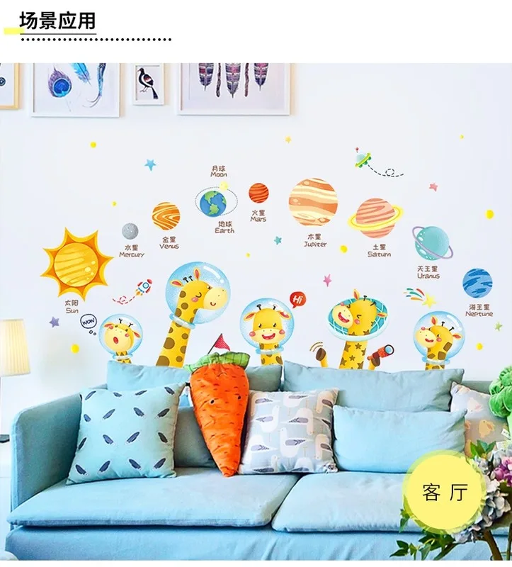 

Cartoon Space Planet Children Stickers Classroom Accessories Living Room Decoration Wall for House