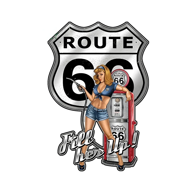 

Pin Up Girl Route 66 Sexy Girls Beautify Car Sticker for Bumper Window Waterproof Car Styling Creative SUV Fine Decals PVC13x9cm
