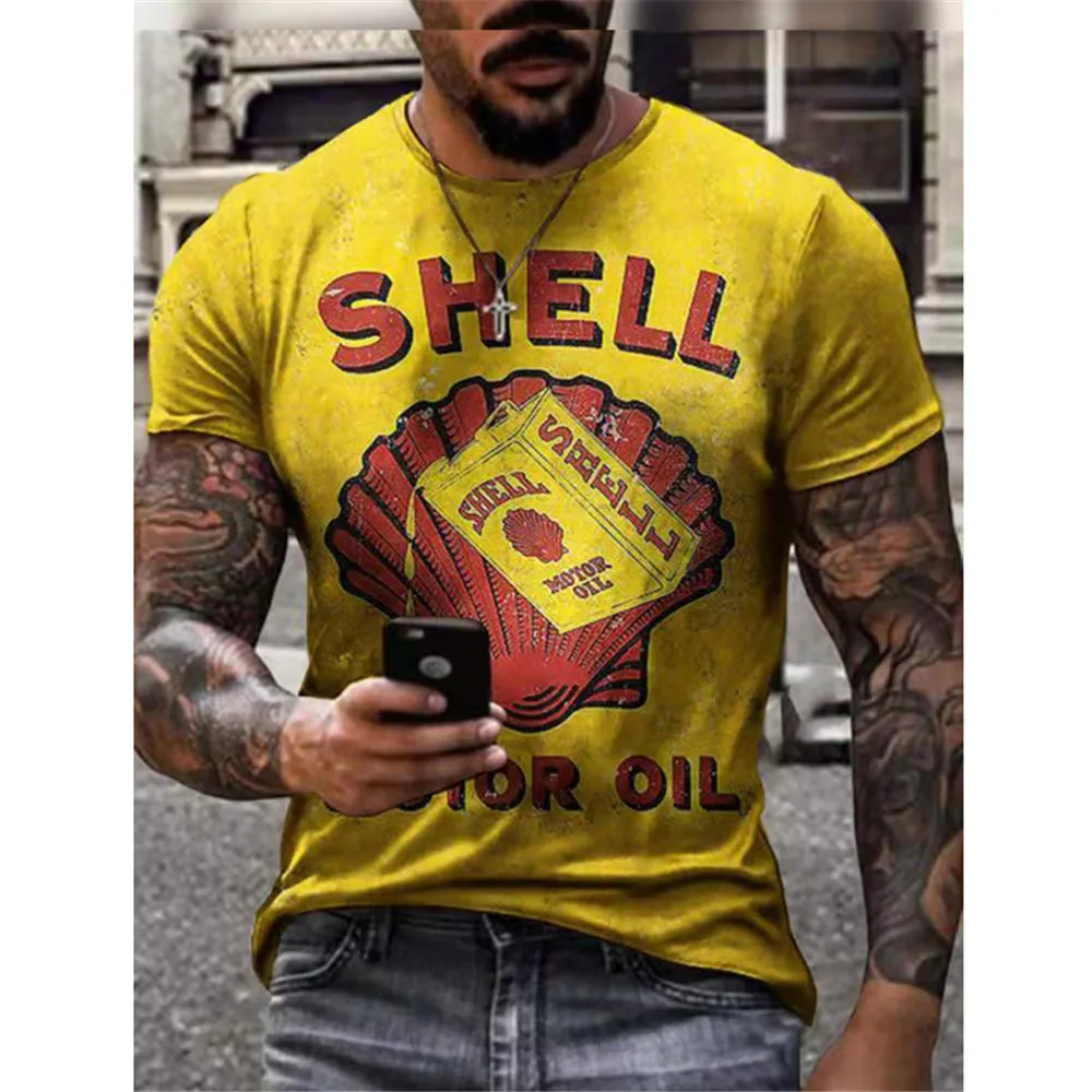 

Summer hot sale Shell mold printing trend men's fashion loose T-shirt 2021 casual handsome round neck short-sleeved shirt