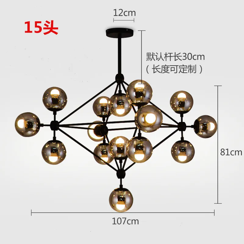 Современные светодиодные молекулярные люстры Пузырьковые дымчатые стеклянные