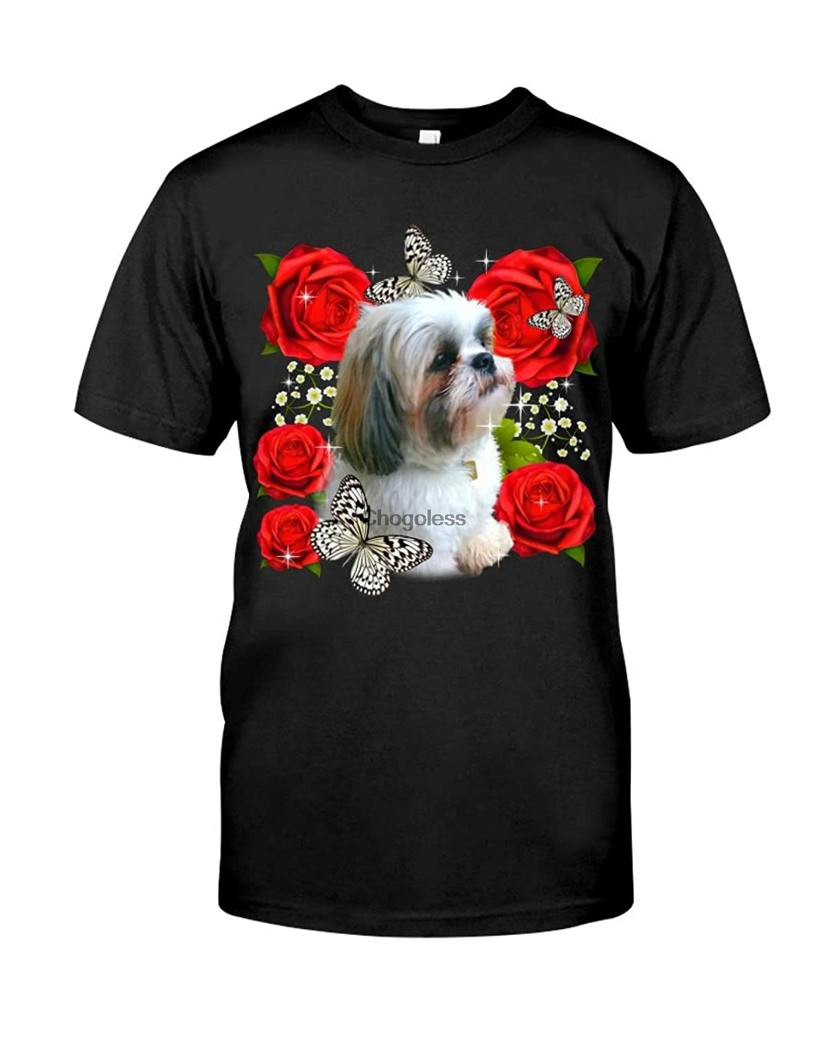 

Dog Shirt Shihtzu And Roses T-Shirt Gift For Men Women
