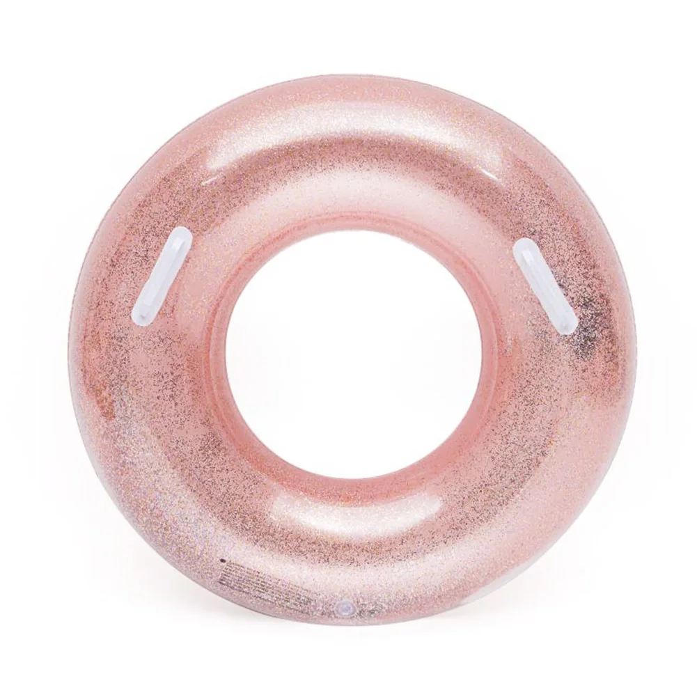 

Safe Pool Accessory Water Party Swimming Ring Floating Adults Inflatable PVC With Handle Wear Resistant Sequins Leak Proof