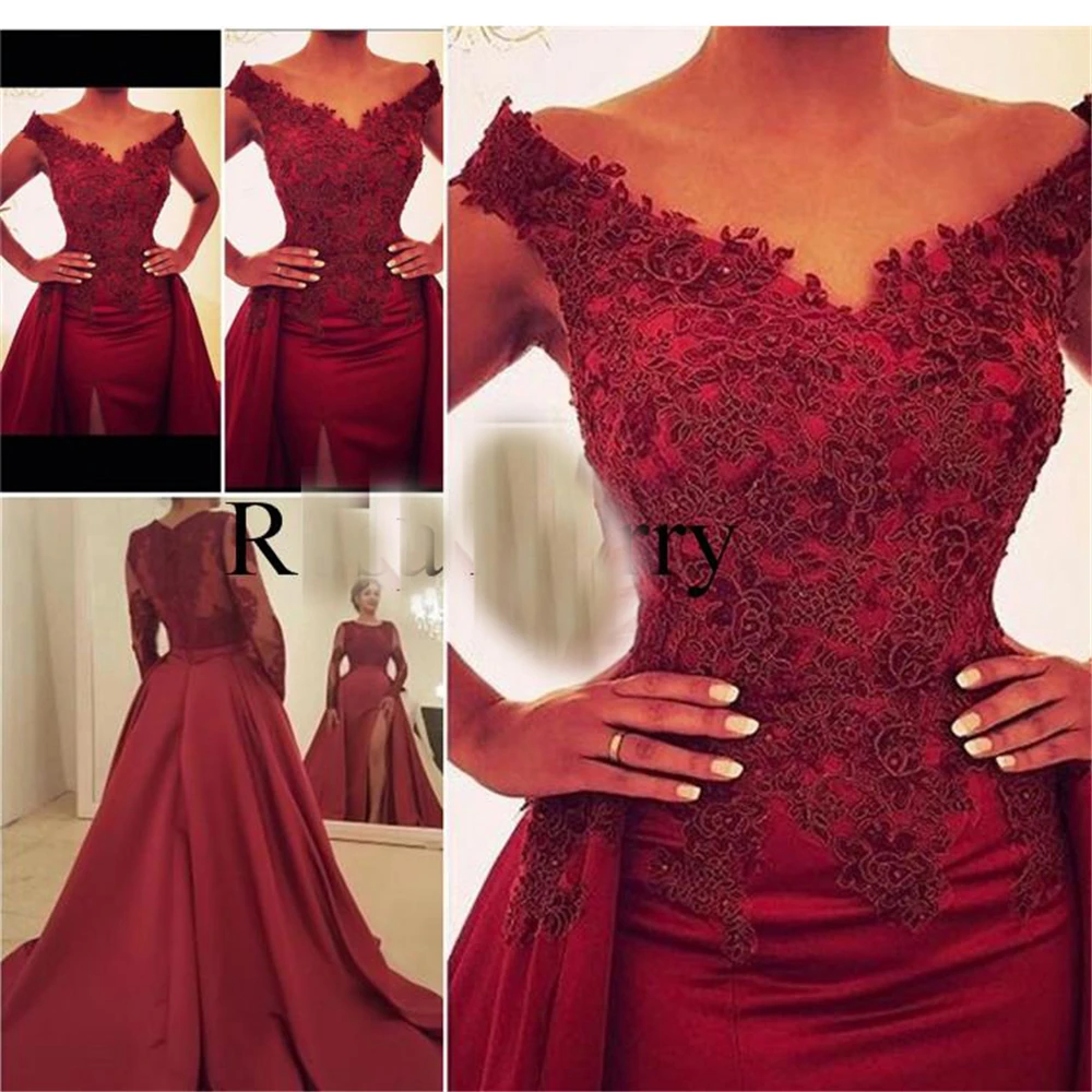 

Изысканные красные атласные с v-образным вырезом кружевные аппликации женские платья-футляры с бретельками вечерние платья больших размер...
