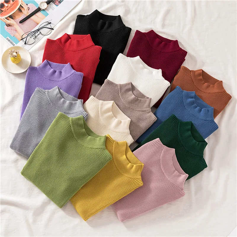 2019 модный вязаный женский свитер с круглым вырезом пуловеры зимние и осенние