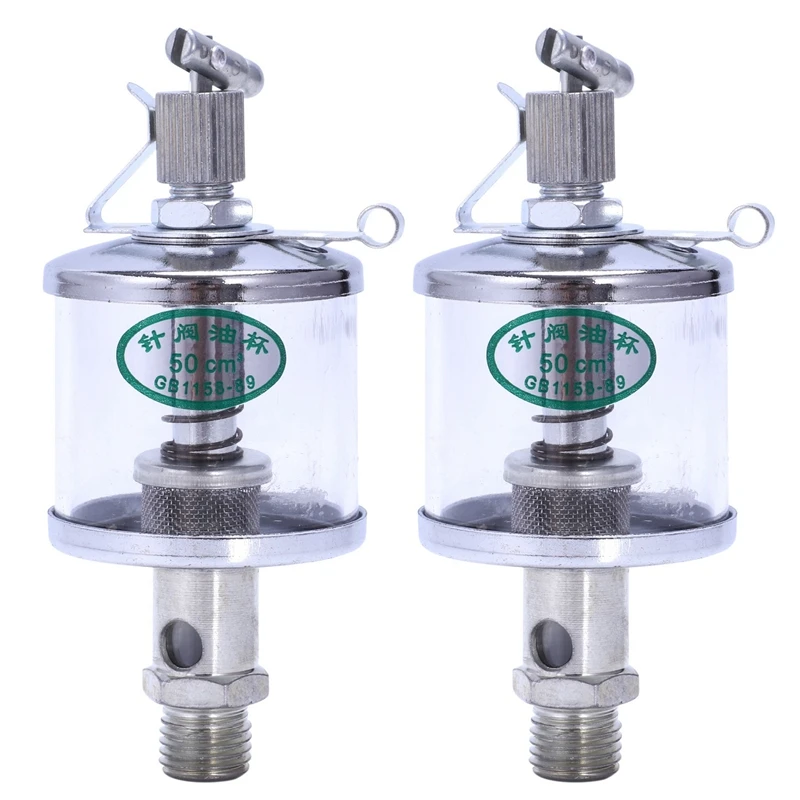 2X 50mL Engine Machine Lubricator Oil Gravity Drip Feed Oiler Clear+Silver | Автомобили и мотоциклы