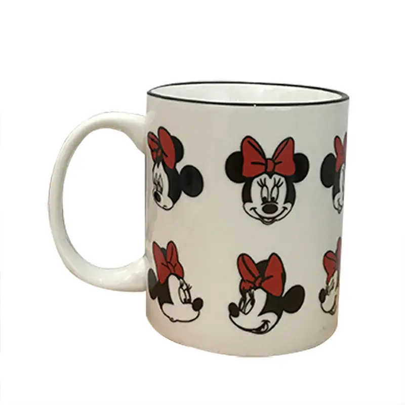 New 350 ML girls Minnie Straight drink cup Cartoon boys Mickey Mouse  Ceramic Cups Milk  Handle Coffee Mug