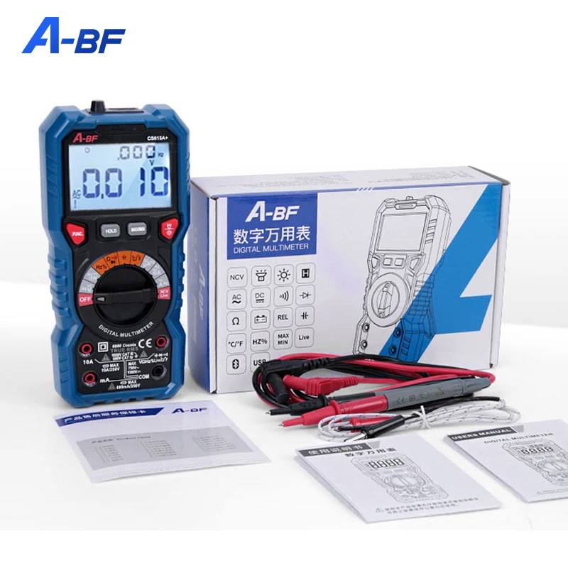 

A-BF Digital Multimeter True RMS Intelligent Auto Range Portable AC/DC Ammeter Multimeter Data Hold High Precision Anti-burn
