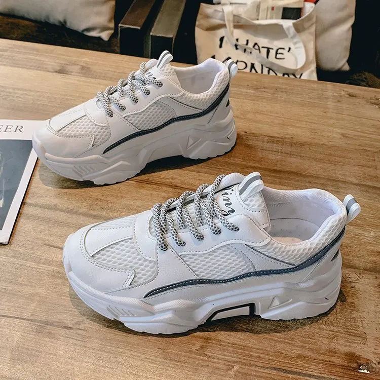 Новинка белые туфли на танкетке женские кроссовки платформе теннисные feminino