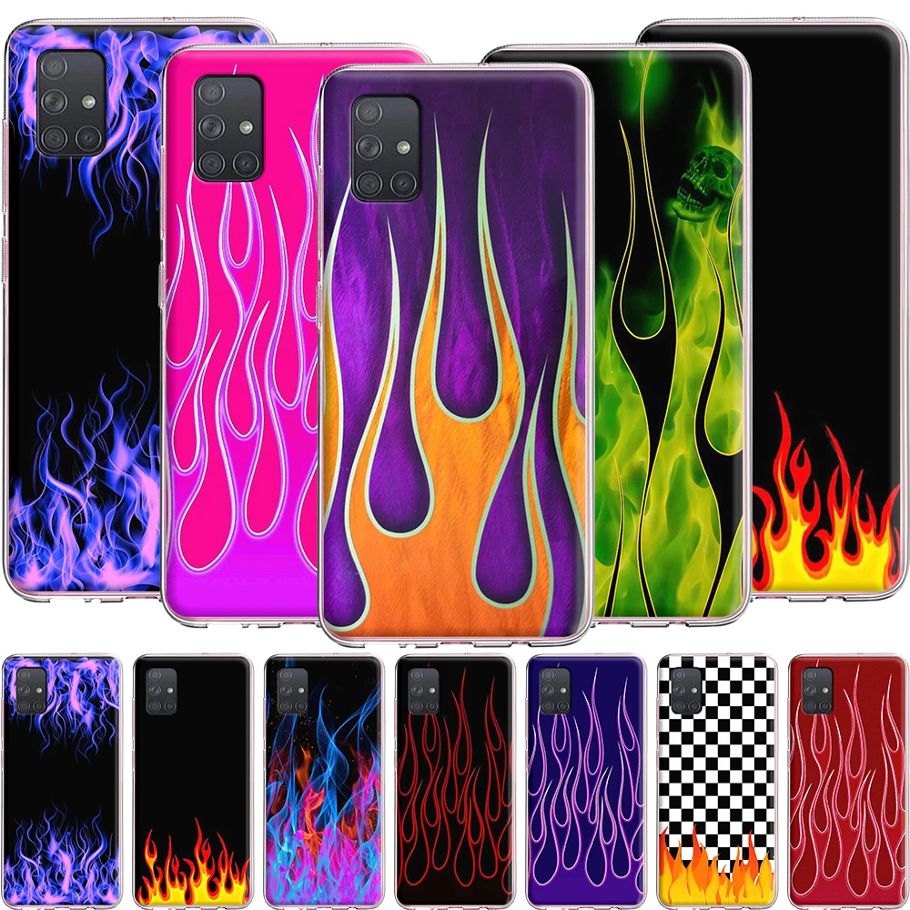 Силиконовый чехол с художественным пламенем для Samsung Galaxy S20 Ultra S10 S10E S9 S8 S7 Note 10 9 8 Plus