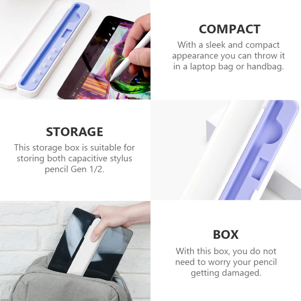 

1Pc Capacitive Pencil Box Holder Compatible for Touch Pen 1st/ 2nd Gen (Violet)