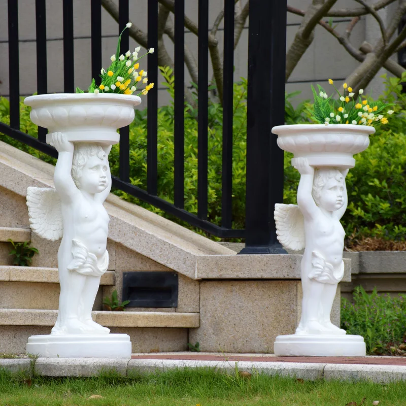 Большой размер 76 см аксессуары для дома и сада Двор ангел мальчик держатель