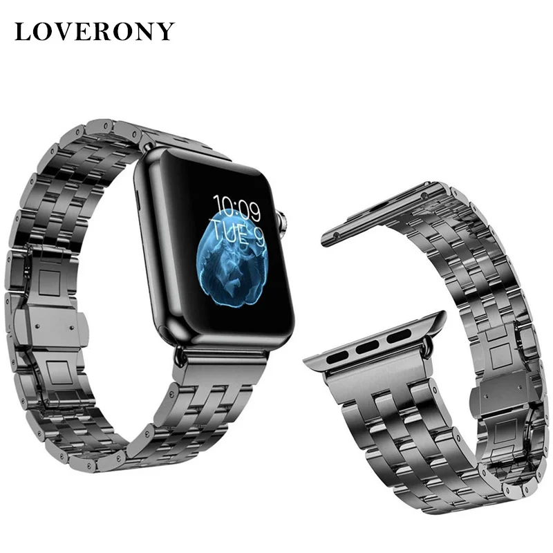 LOVERONY браслет для наручных часов из нержавеющей стали 38 мм 42 Apple Watch версии Series5/4/3/2/1