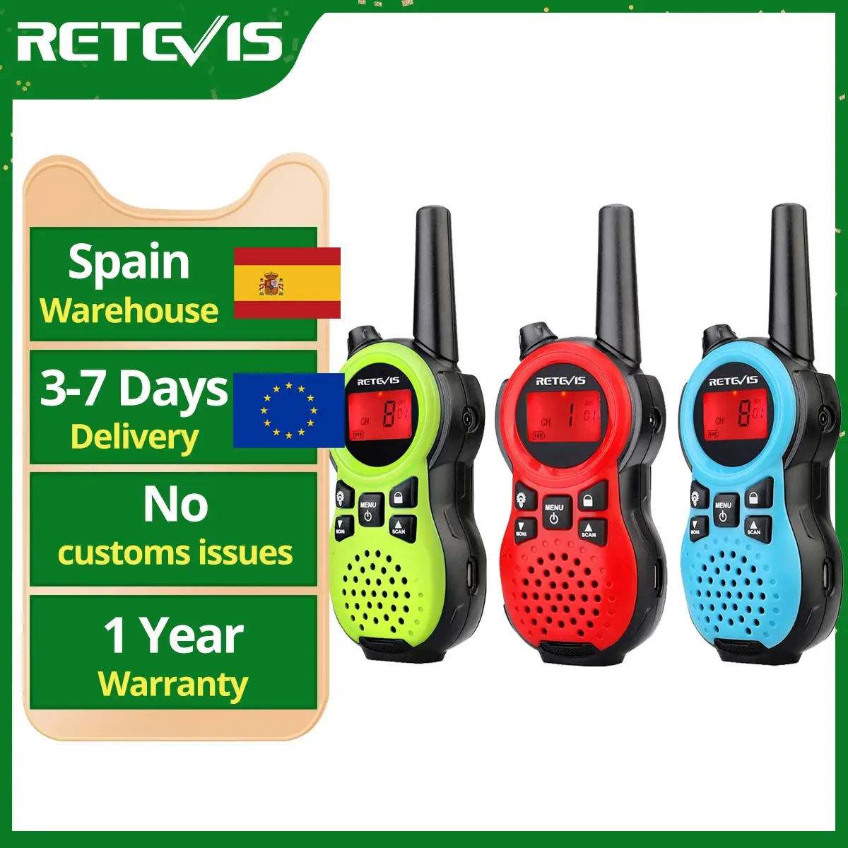 Retevis RT638 портативная рация для детей 2 шт. или 3 на выбор PMR446 фонарик Micro USB зарядка