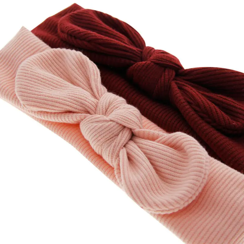 

Cute Baby Boys Girls Kids Headwear Baby Accessories Toddler Solid Ribbed Hairband Headband Stretch Turban Rabbit Head Wrap