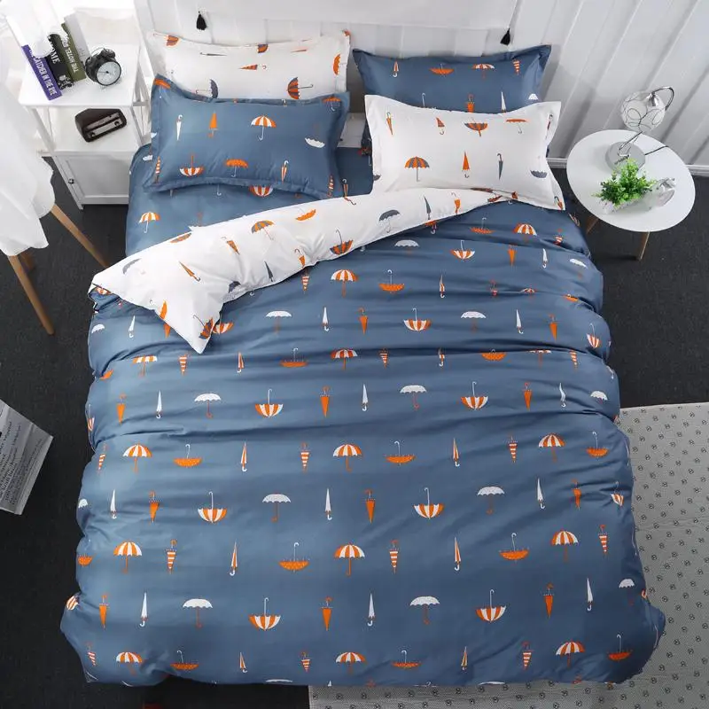 Комплект постельного белья из 4 предметов серии Зонты серого цвета пододеяльник