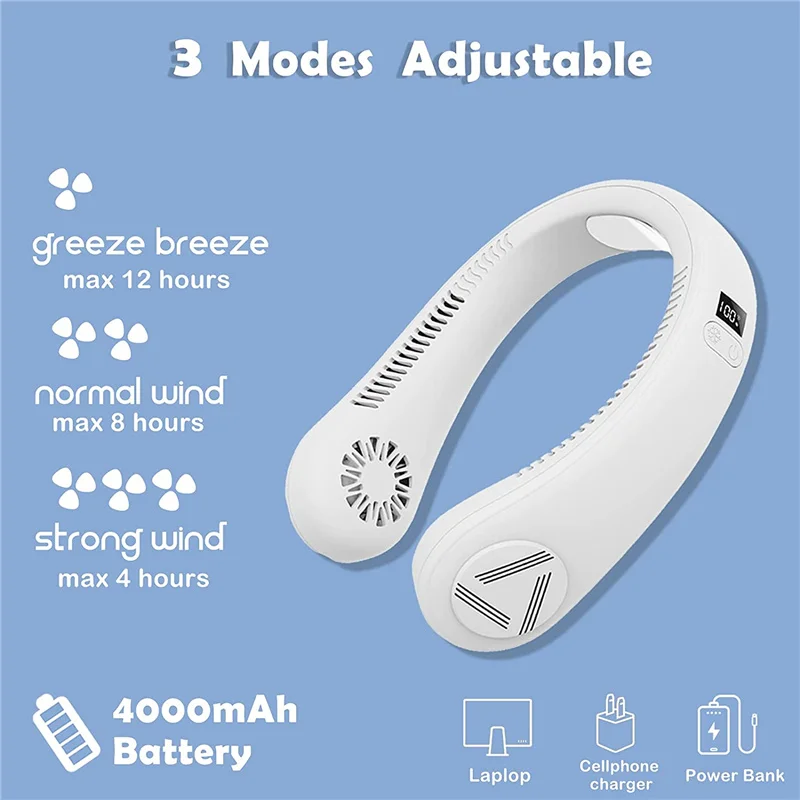 

New Style Refrigerator Ice Fan Leafless Hanging Neck Fan Portable Summer Lazy Fan Cooling Equipment for Outdoor Office Sport