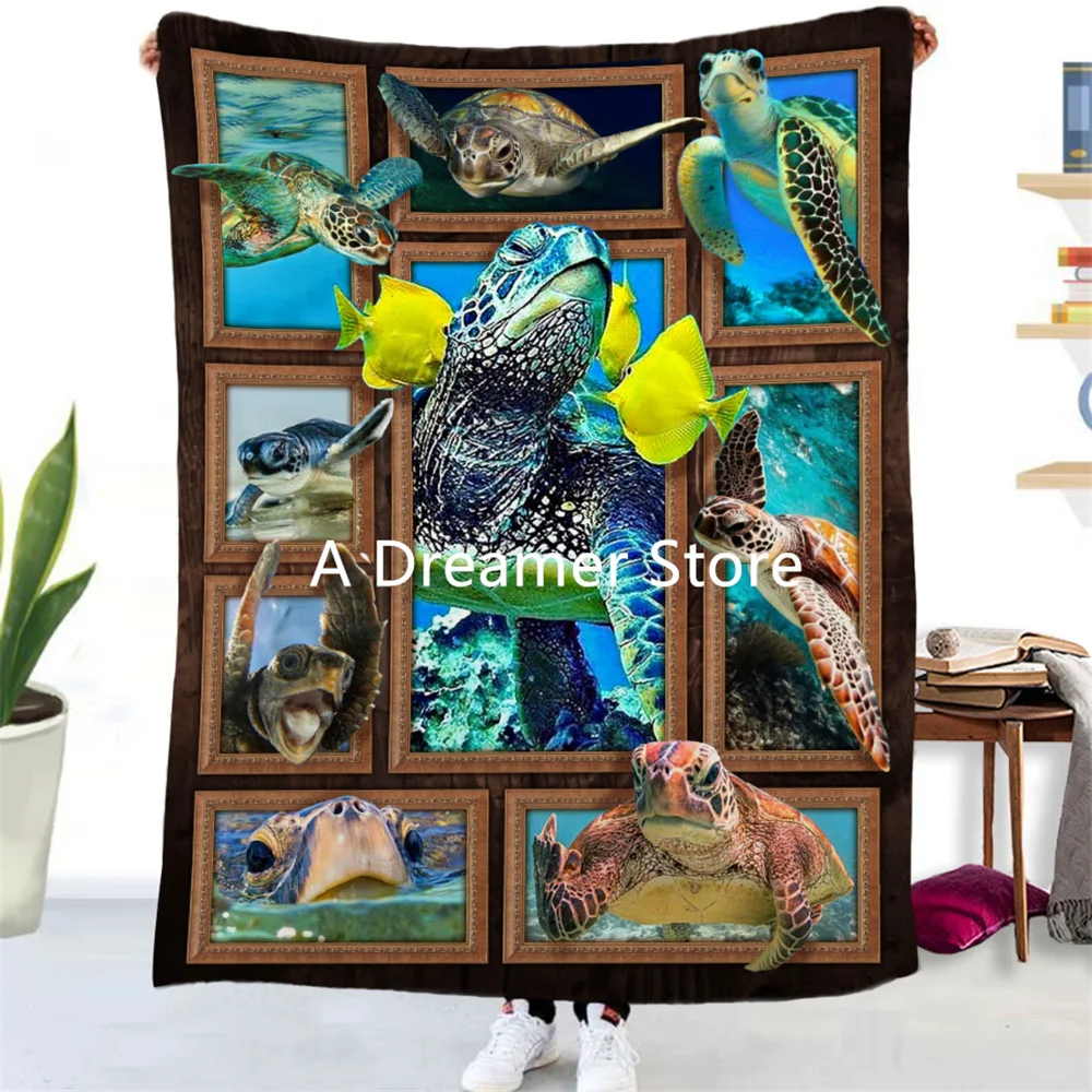 

Miracille Blue Sea Turtle Flannel Blanket Printing Throw Weighted Blankets For Adults Sofa Home Couch Bedding