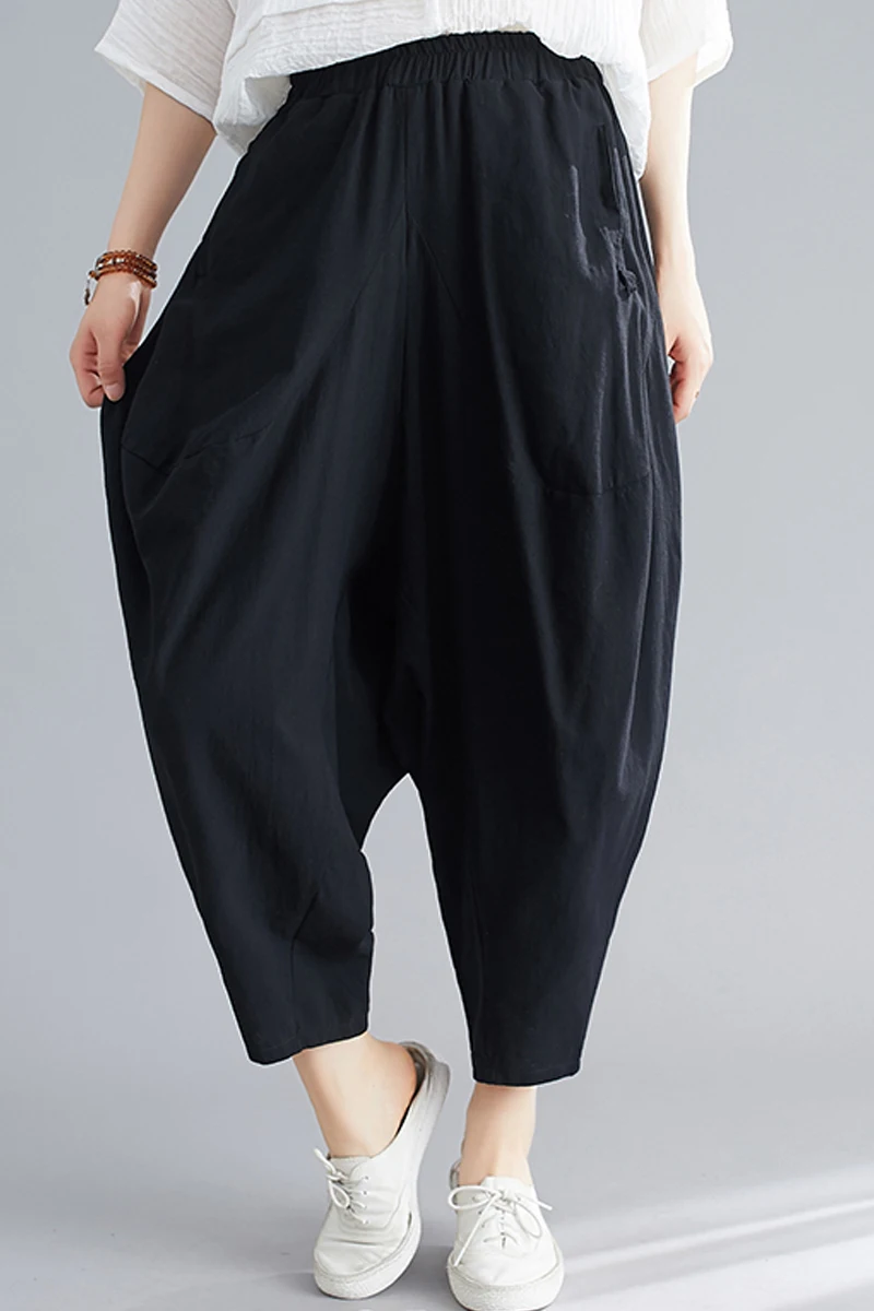 

Trousers Boyfriend Pants Pockets Loose Women Streetwear Solid Pockets Harem pants High-Waist DM001