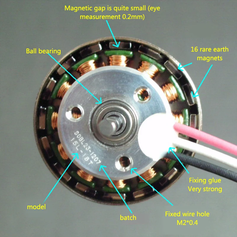 Двигатель трехфазный бесщеточный редкоземельный Магнитный внешний ротор 12N16P