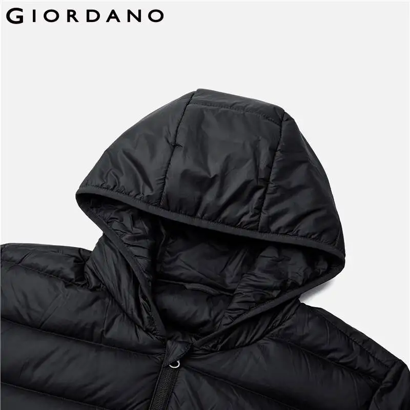 Giordano Men Down Jackets Machine Washable Lightweight Duck Down Jacket With Hoodie Soild Causal Winter Warm Jackets 13071872