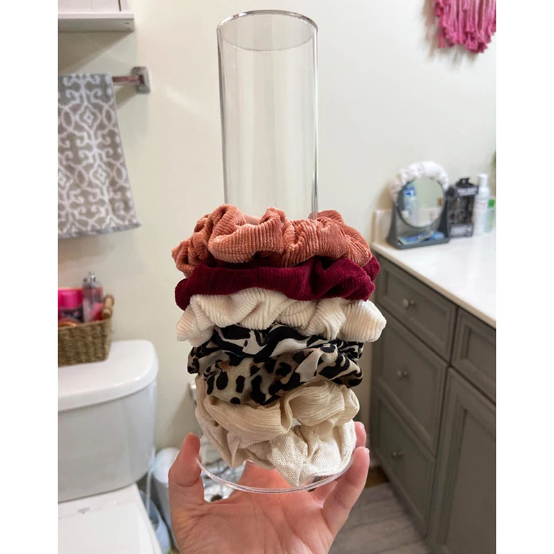

Scrunchie Stand Holder Girl Clear Scrunchy Tower Hair Tie Acrylic Organizer Holder Jewelry Bracelet Watch Display Stand Bar Rack