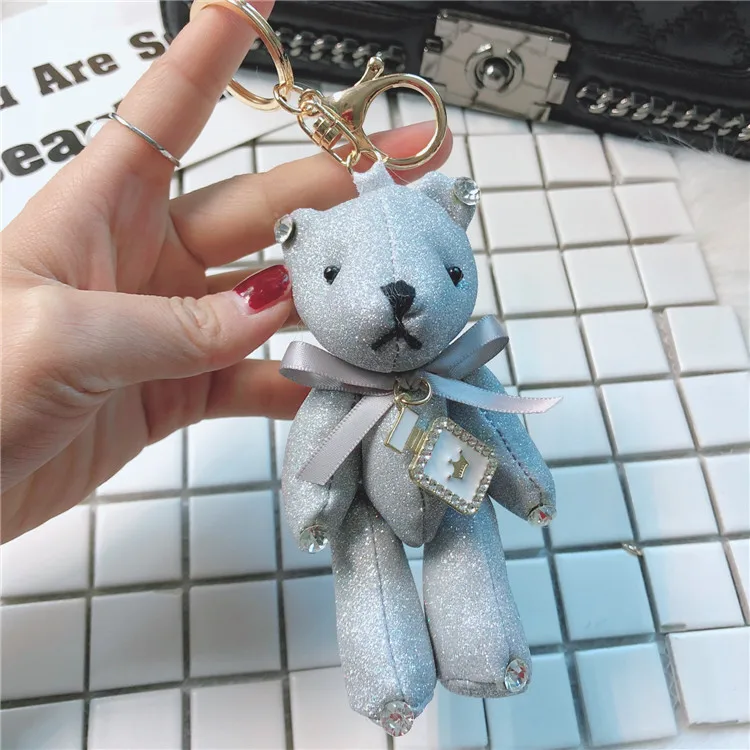Новинка мультяшный бант Кристальный медведь брелок женская сумка подвеска в
