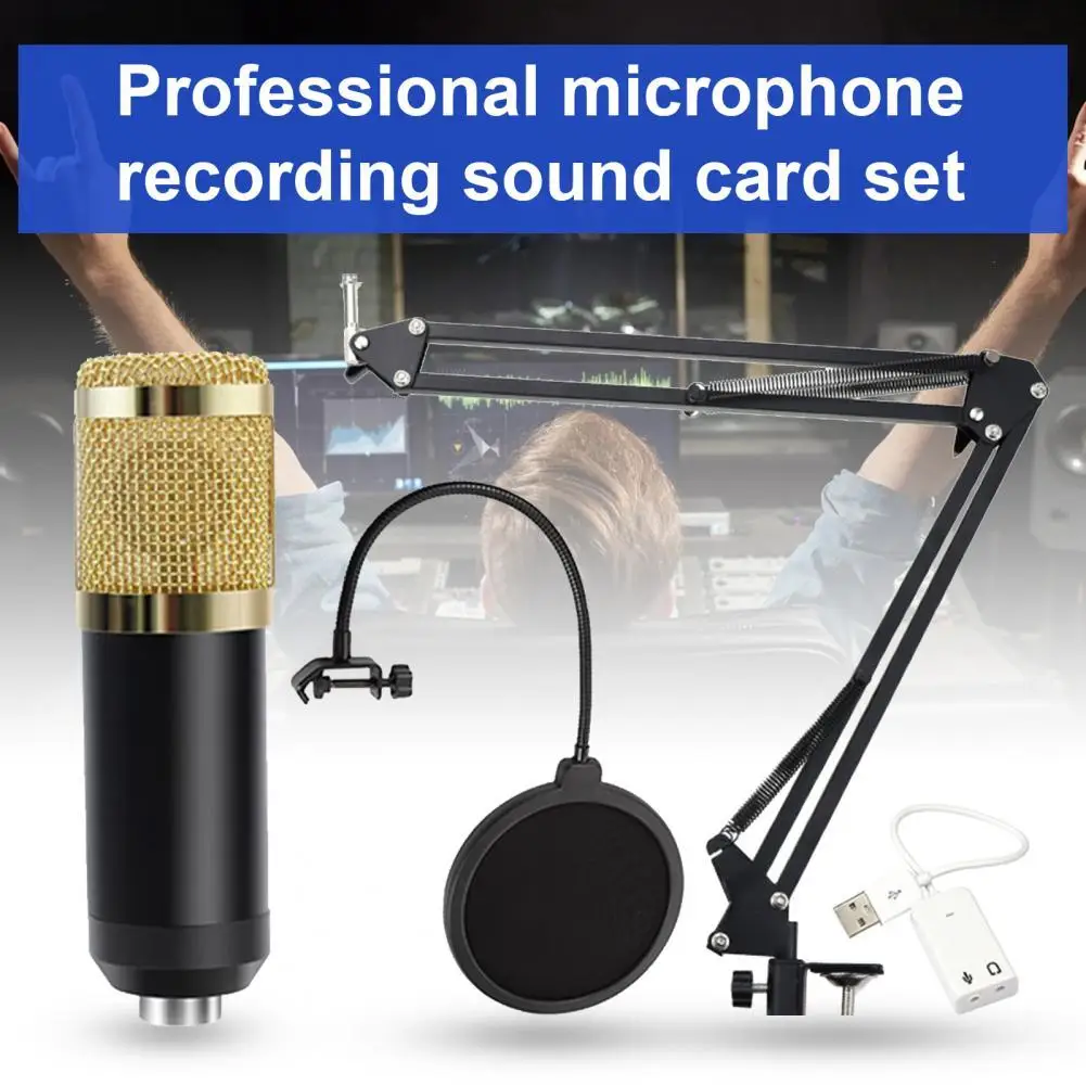 

BM800 Microphone Kit with USB Soundcard Professional Podcast Condenser Mic for PC Karaoke Youtube Studio Recording Mikrofon