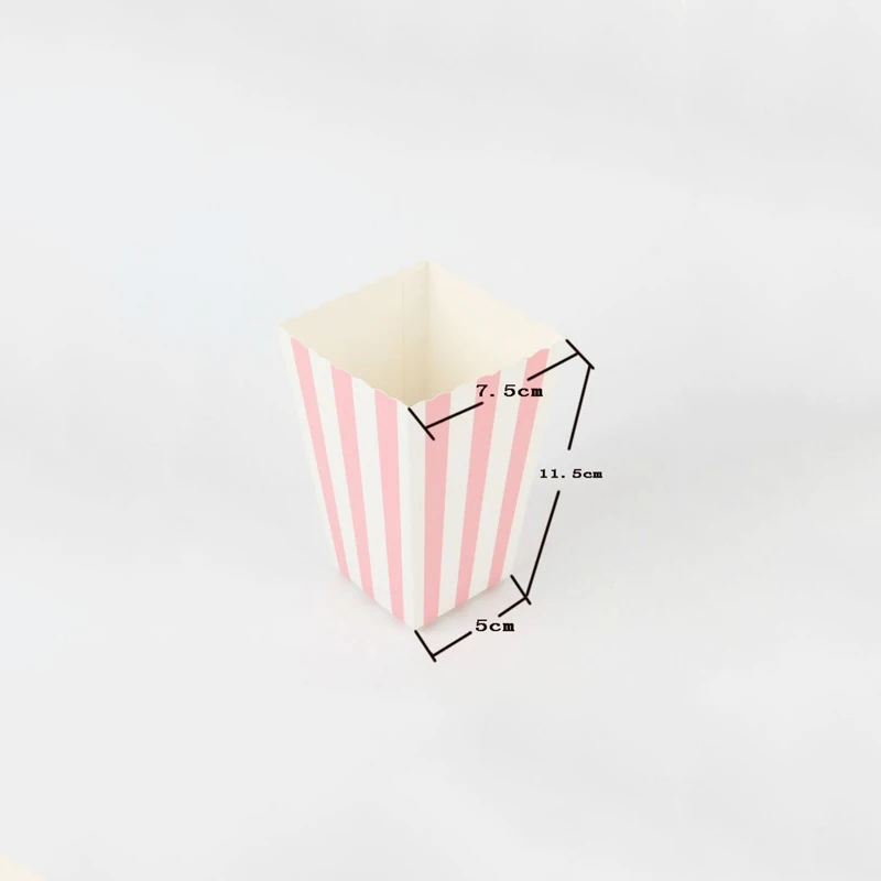 10pcs Pink Stripe Wave Dot Paper Popcorn Boxes Bag Birthday Pop Corn Candy Sanck Favor Bags Movie Party Tableware - купить по