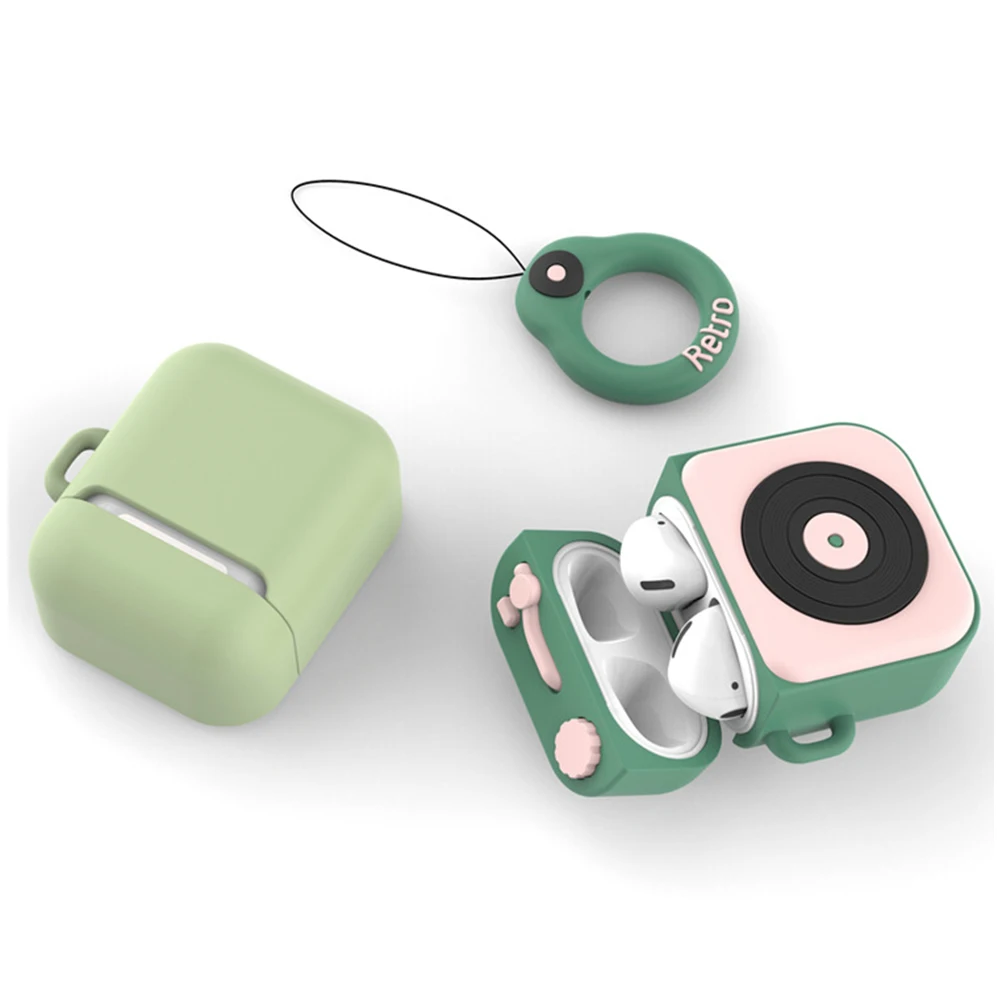 3D Ретро силиконовый чехол для наушников Airpods 2/1 старый Граммофон Bluetooth
