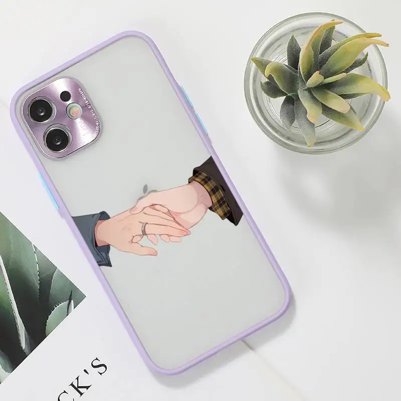 

Finger Art Aesthetic Hand Phone Case For iPhone 12 11 Mini Pro XR XS Max 7 8 Plus X Matte transparent Purple Back Cover