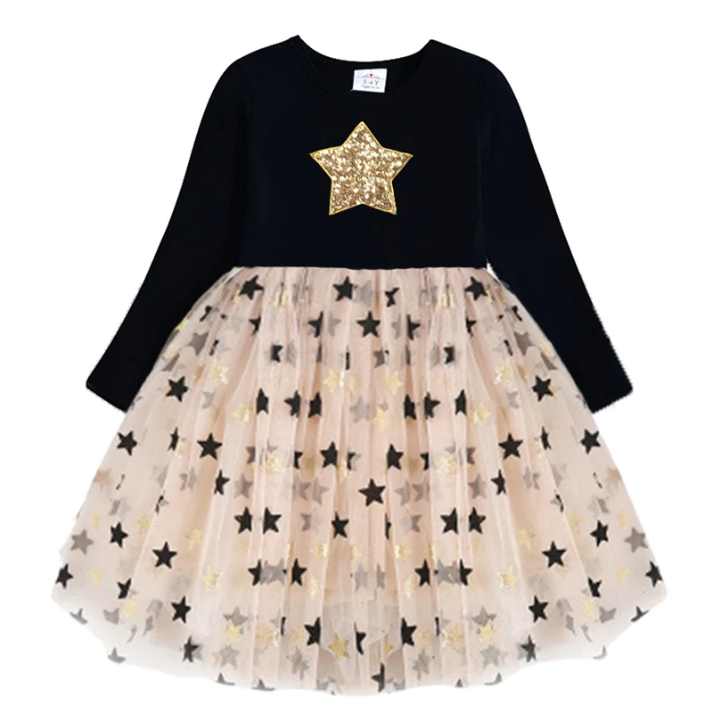 

MJL Kids Autumn Winter Dresses Girl Star Sequins Princess Dress Girls Long Sleeve Party Vestidos Baby Girl Children Clothing