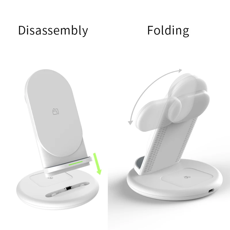 

3in 1 Qi 18W Fast Wireless Charger For Iphone/for Iwatch/for Airpods Or For Samsung Watch Quick Charging Station Rotatable