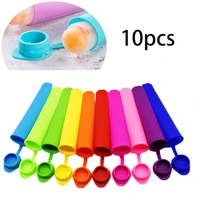 10 pack silicone diy popsicle mold ice popping maker tube tray freeze ice cream yogurt mold with lids children gift